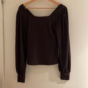 black scoop-neck blouse